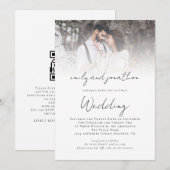 Informelle Schrift QR-Code Foto-Overlay-Hochzeit Einladung (Vorne/Hinten)