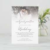 Informelle Script QR Code Foto Overlay-Hochzeit Einladung (Stehend Vorderseite)