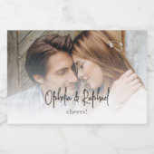 Informelle Skriptnamen Cheers Foto-Gastgeschenk Ho Schaumweinetikett (Einzelnes Label)