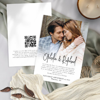 Informelles Foto Overlay Script QR Code Boho Weddi Save The Date