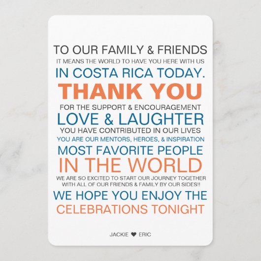 Informelles Hochzeitsprogramm Programm (Rückseite)