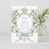 Informelles Leaf-Wappen mit Bow | Monografische Ho Einladung (Stehend Vorderseite)