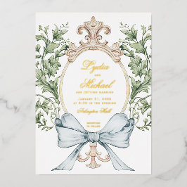 Informelles Leaf-Wappen mit Bow | Monografische Ho Folieneinladung