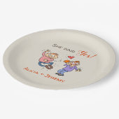 Informelles lustiges sagte sie ja Verlobungs-Party Pappteller (Schrägansicht)