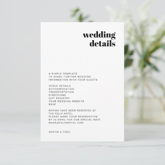 Informelles Minimalistisch | Moderne Retro-Lässige Begleitkarte (Stehend Vorderseite)