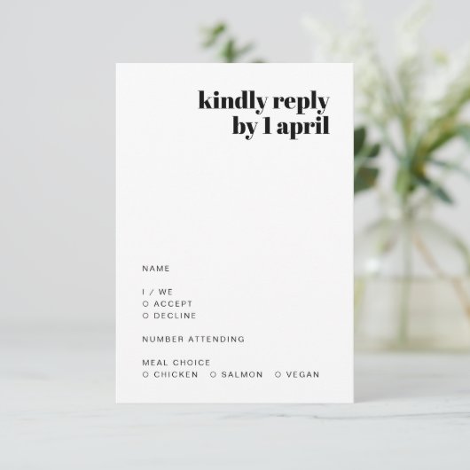 Informelles Minimalistisch | Moderne Retro-Lässige RSVP Karte (Stehend Vorderseite)