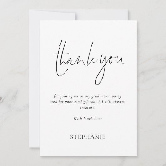 Informelles Script Foto Abschluss Vielen Dank Karte (Vorderseite)