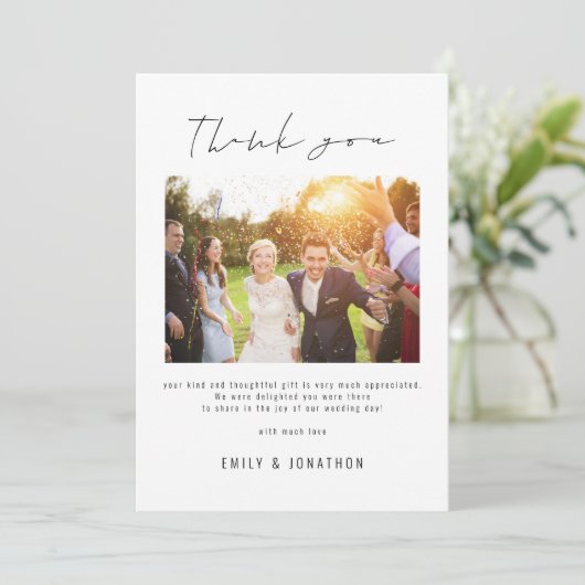 Informelles Script Foto QR Code Hochzeit Vielen Da Karte (Stehend Vorderseite)