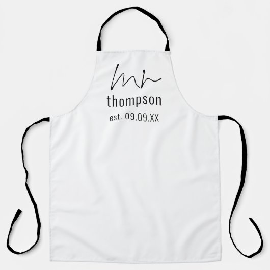 Informelles Skript Name Hochzeitdatum Schürze (Vorderseite)