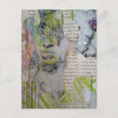 Infos zeigen abstrakte Wortcollage mit Gesicht Postkarte (Vorderseite)