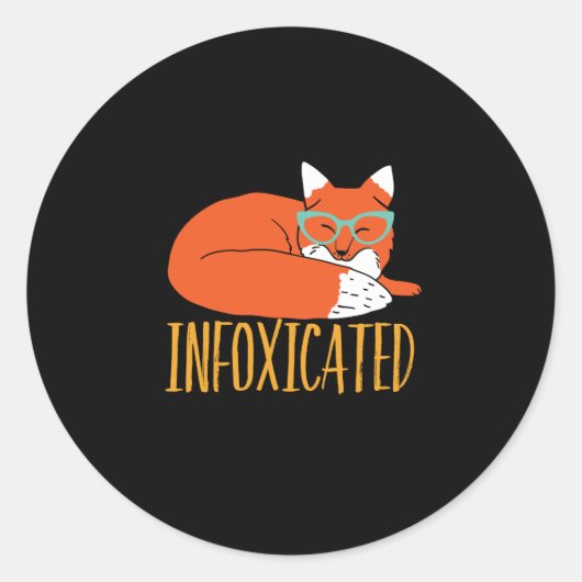Infoxicated Funny Fox Pun Party Betrunken und vers Runder Aufkleber (Vorderseite)