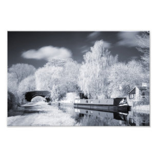 Infrarot Narrowboat Anlegestelle am Oxford Canal P Fotodruck