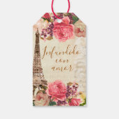 Infundido con amar Eiffel Tower Shabby Chic Geschenkanhänger (Rückseite)