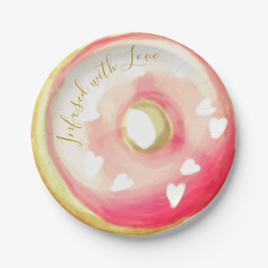 Infusion mit Liebe Pale Pink mattiert donut Pappteller (Vorderseite)