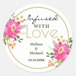 Infusion mit Liebe Rosa Blumenzehen Runder Aufkleber