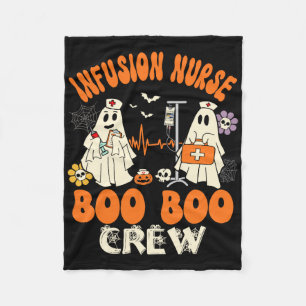 Infusion Nurse Boo Crew Halloween Nurse Ghost Kost Fleecedecke