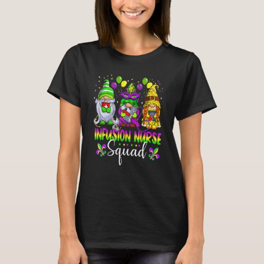 Infusion Nurse Squad Gnomes Crew Mardi Gras Festiv T-Shirt (Vorderseite)