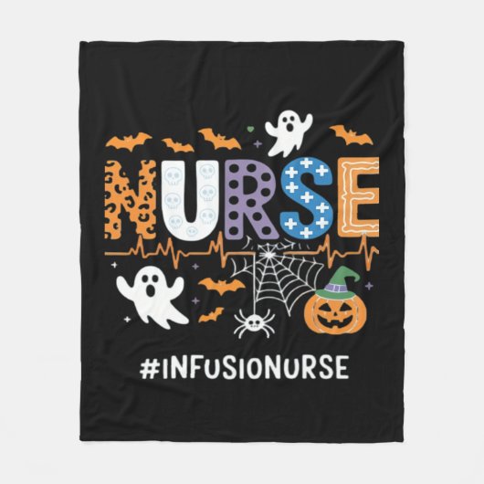 Infusion Nursing Stethoscope Halloween Essen Fleecedecke (Vorderseite)