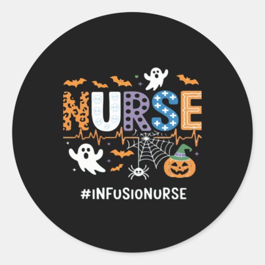 Infusion Nursing Stethoscope Halloween Essen Runder Aufkleber (Vorderseite)