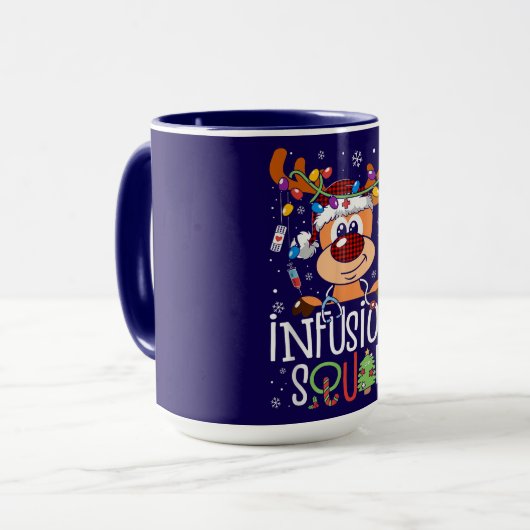 Infusion Squad Christmas – Festive Reindeer Design Tasse (Vorderseite Links)