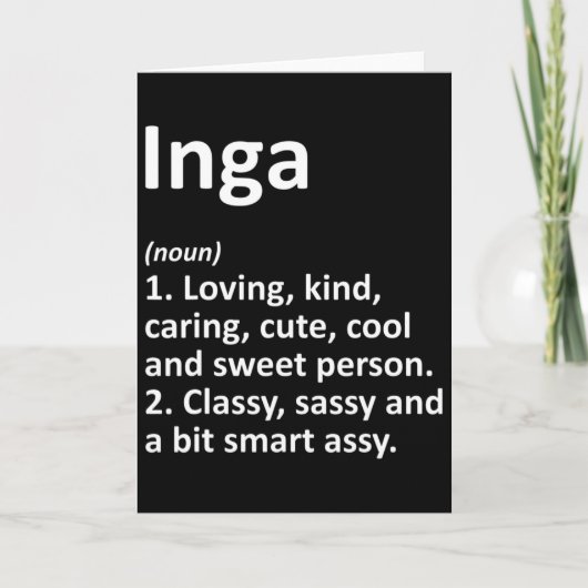 Inga Definition Personalisierter Name Lustiger Geb Karte (Vorderseite)