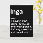 Inga Definition Personalisierter Name Lustiger Geb Karte (Gelbe Blume)