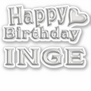Inge Happy Birthday silver Aufkleber Sticker