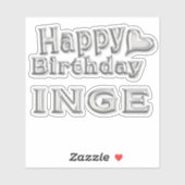 Inge Happy Birthday silver Aufkleber Sticker (Blatt)