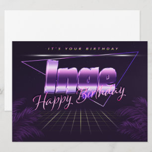 Inge Name Vorname lila retro Karte Geburtstag