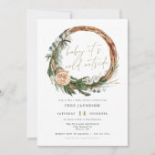 INGE skandinavische Winter Kranz Baby Dusche Einladung (Vorderseite)