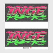 Inge Vorname Name Graffiti Aufkleber Sticker (Blatt)