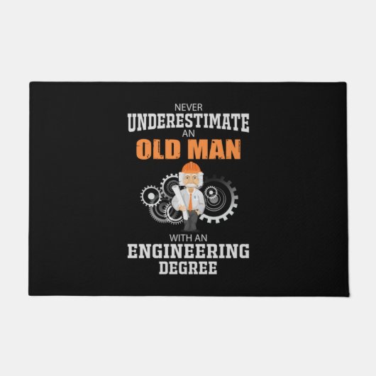 Ingenieur alter Mann mit einem Ingenieurdiplom Fußmatte (Vorderseite)
