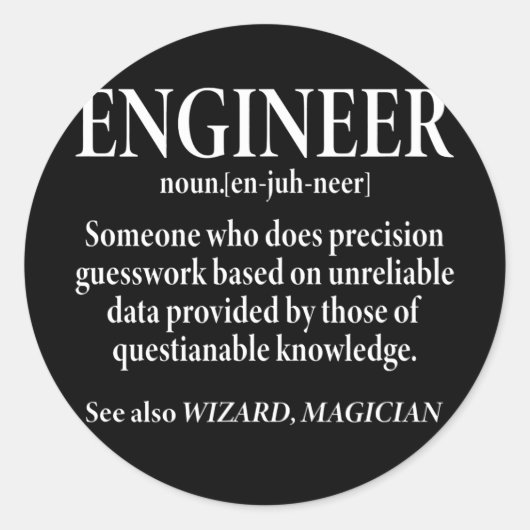 Ingenieur Definition Funny Engineering Runder Aufkleber (Vorderseite)