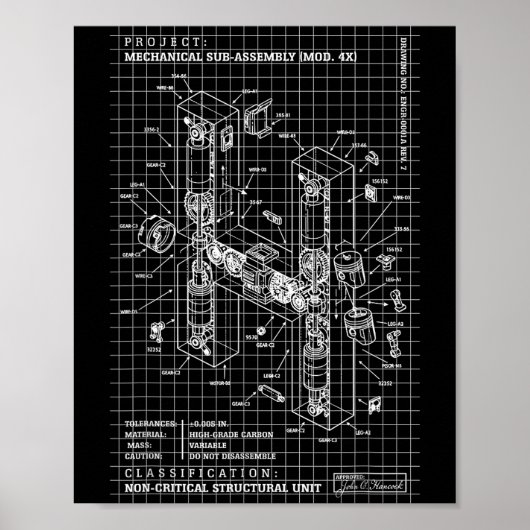 Ingenieur Engineering Monogramm Anfangs Catal Buch Poster (Vorne)