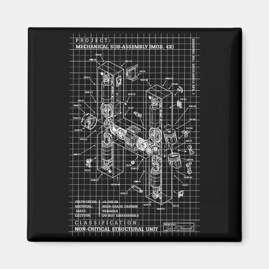 Ingenieur-Engineering-Monogramm Anfangsbuchstabe Magnet (Vorne)