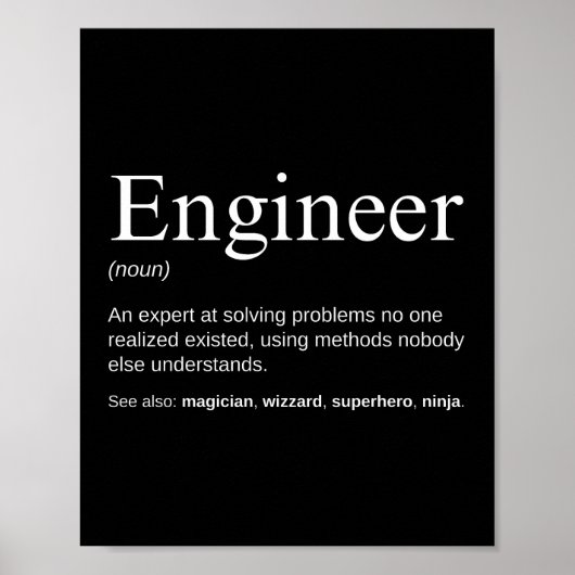 Ingenieur Funny Work Definition Poster (Vorne)