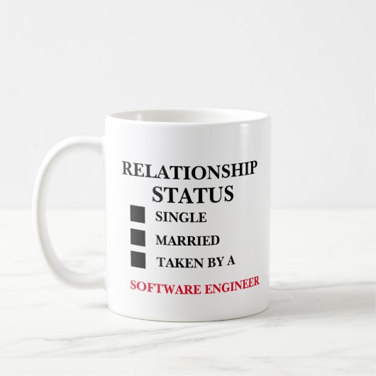 Ingenieur für Beziehungsstatus-Software Kaffeetasse (Links)