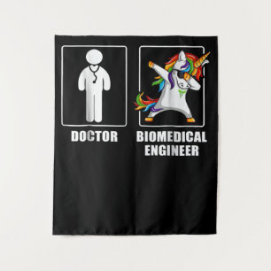 Ingenieur für Biomedizin Unicorn Dabbing Liebhaber Wandteppich
