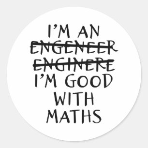 Ingenieur gut mit Mathematik-Funny-Engineering-Zit Runder Aufkleber