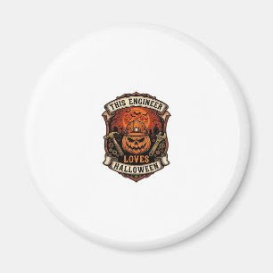Ingenieur liebt Halloween-Kürbis-Schutzhelm-Hammer Magnet