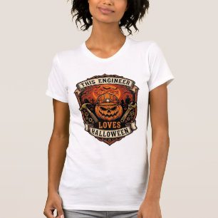 Ingenieur liebt Halloween-Kürbis-Schutzhelm-Hammer T-Shirt