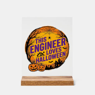 Ingenieur liebt Halloween Vintage-Kürbis-Design_1 Acrylschild