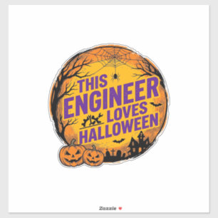 Ingenieur liebt Halloween Vintage-Kürbis-Design_1 Aufkleber