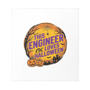 Ingenieur liebt Halloween Vintage-Kürbis-Design_1 Notizblock