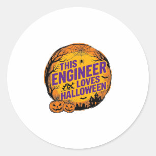 Ingenieur liebt Halloween Vintage-Kürbis-Design_1 Runder Aufkleber