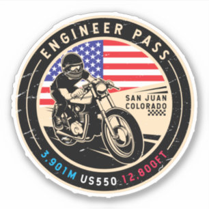 Ingenieur Pass Colorado Motorrad Aufkleber