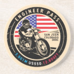 Ingenieur Pass Colorado Motorrad Getränkeuntersetzer<br><div class="desc">Der Ingenieur-Pass wurde in einem Vintagen,  bedrückten Stilemblem gemacht. Es handelt sich um eine landschaftliche Fahrt in Colorado und den Bergen von San Juan.</div>