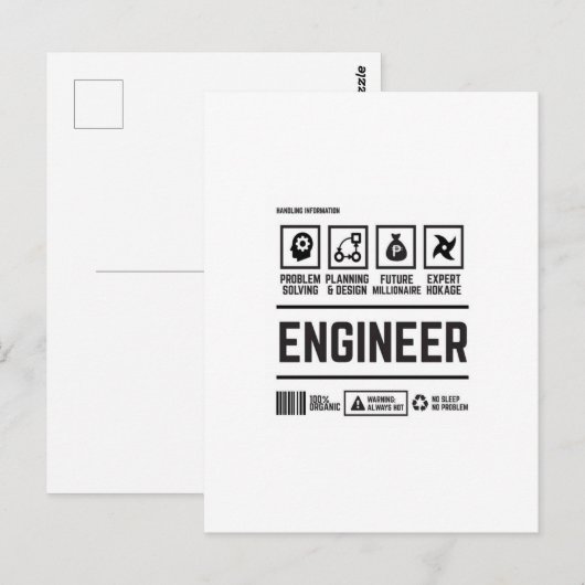 Ingenieur Postkarte (Vorne/Hinten)