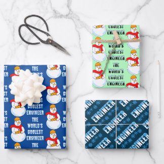 Ingenieur Snowman und Schneeflocken Geschenkpapier Set