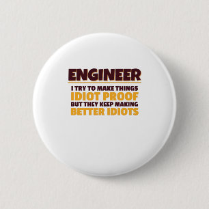 Ingenieur versucht, die Dinge zu überprüfen. Button